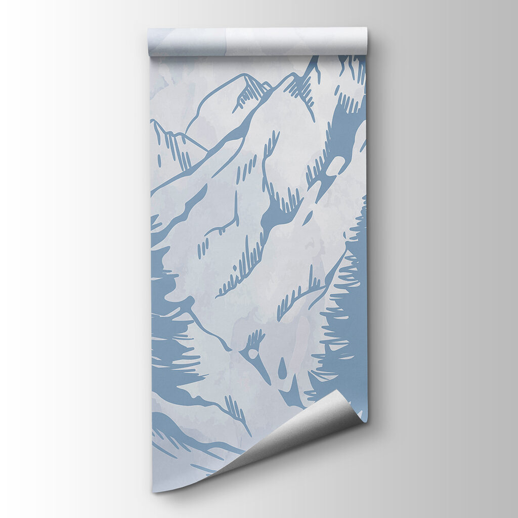 A drawing of a mountain range