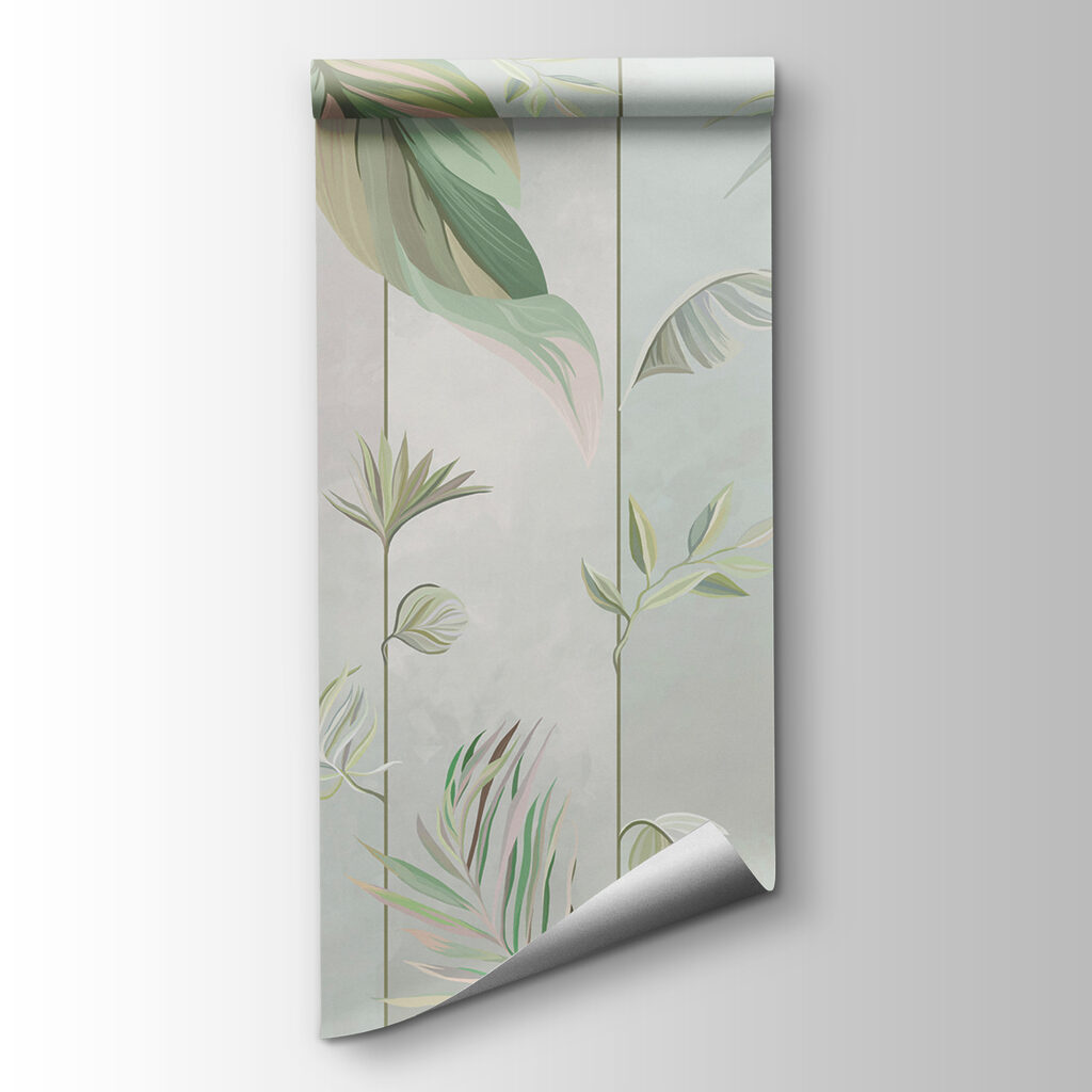 A wallpaper with leaves and lines