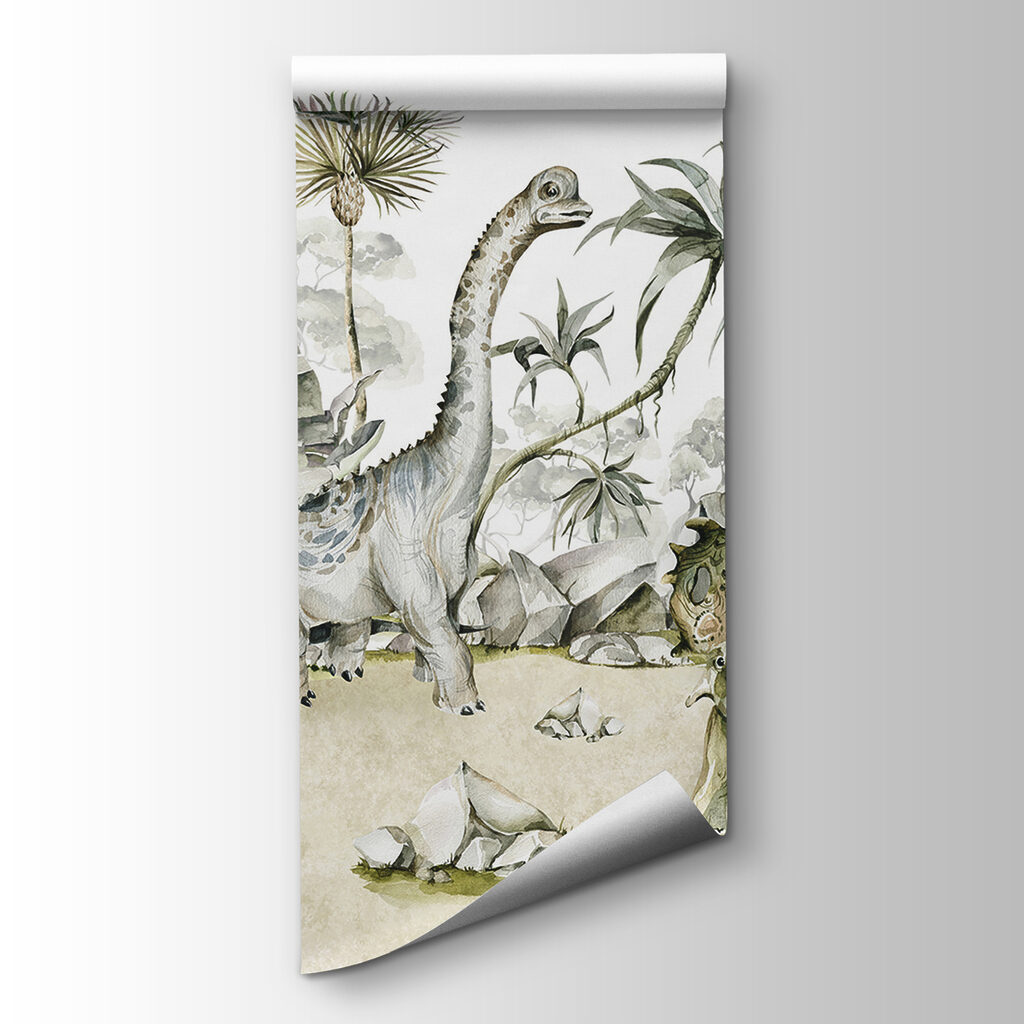 Watercolor of dinosaurs and plants Watercolor of dinosaurs and plants