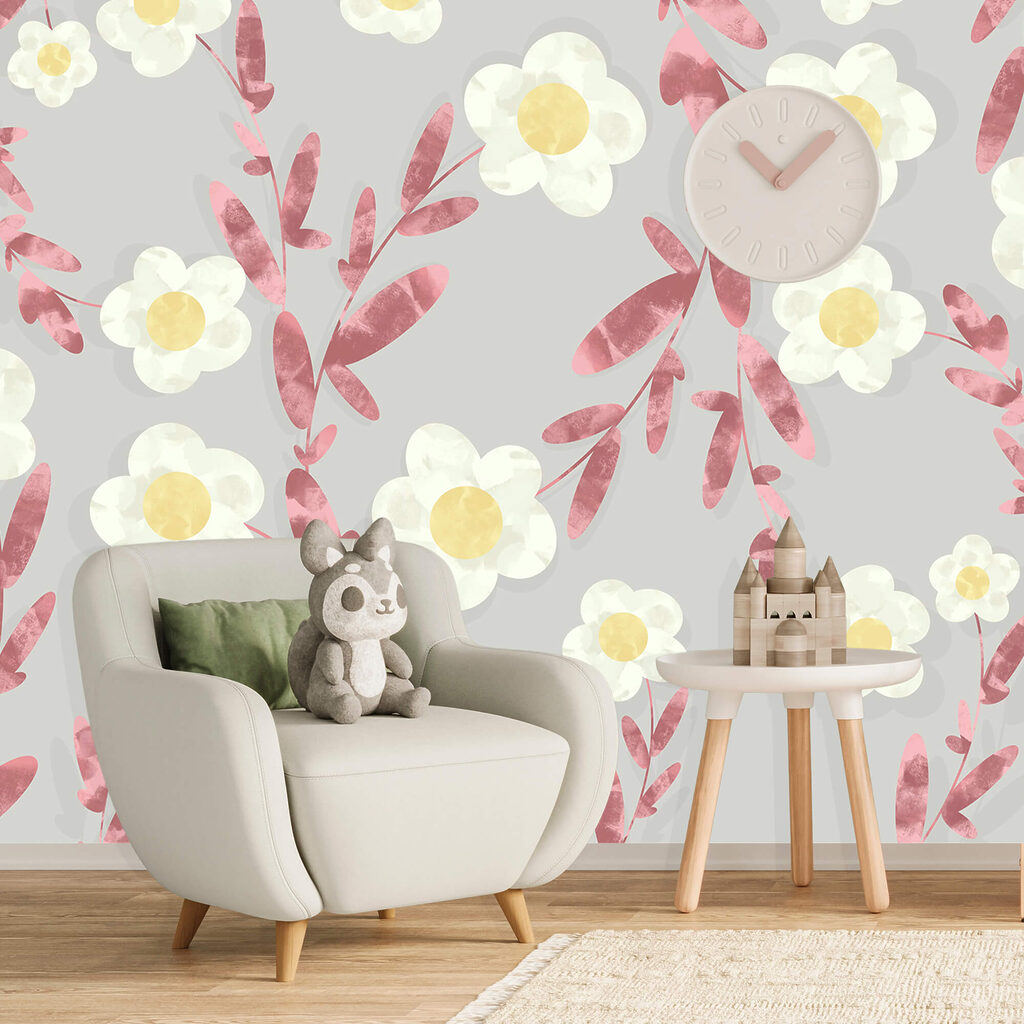 Vzor bílých a žlutých květů