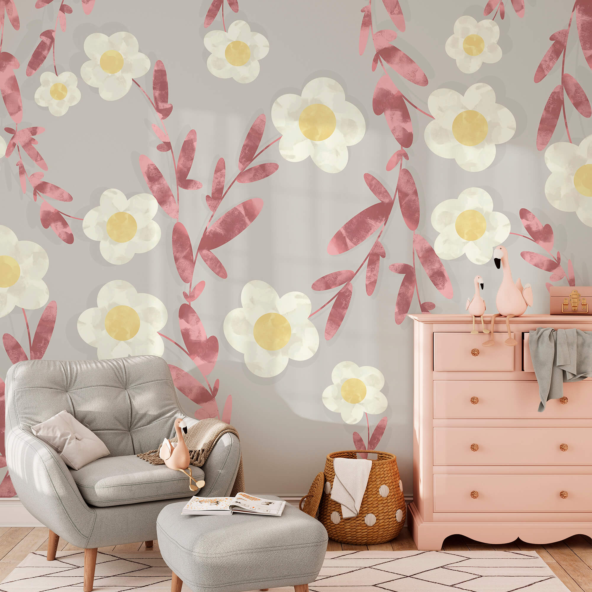 Vzor bílých a žlutých květů