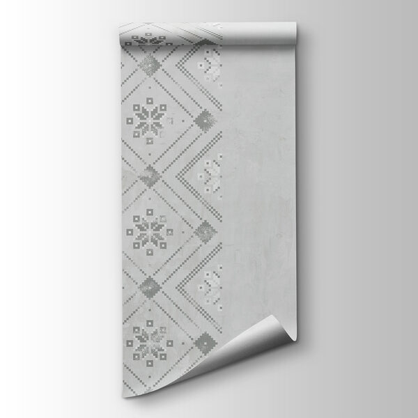 Grey and white pattern on a white surface