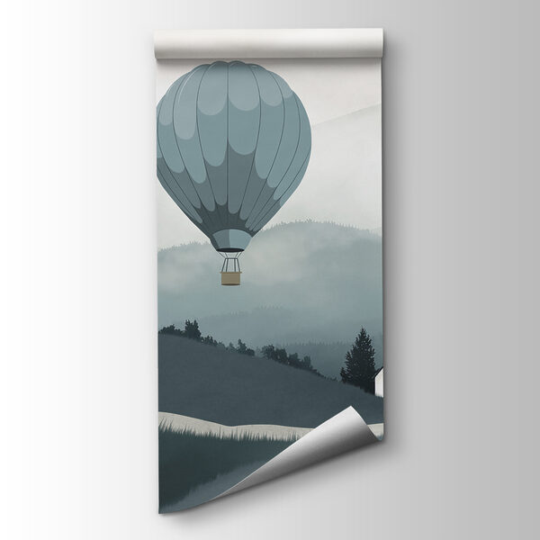 Group of hot air balloons flying over a village Group of hot air balloons flying over a village