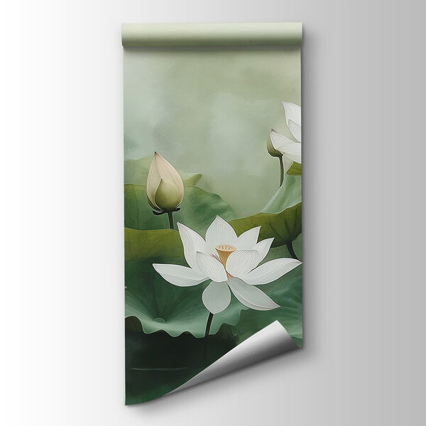 Group of white flowers and green leaves