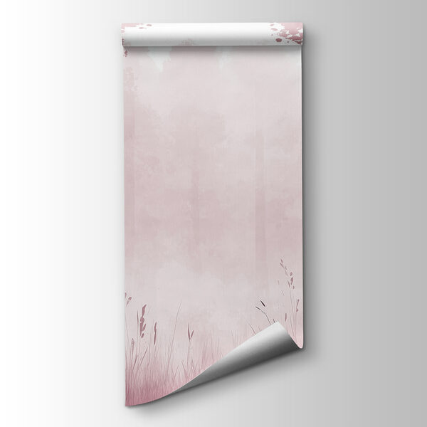 Foggy forest with pink trees