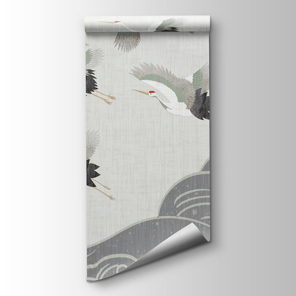 Group of birds flying over a wave