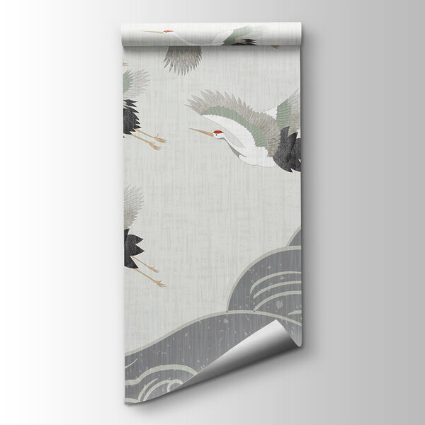 Group of birds flying over a wave