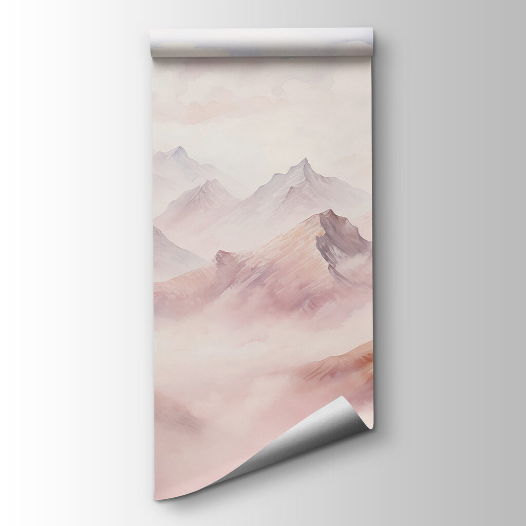 Painting of mountains and clouds