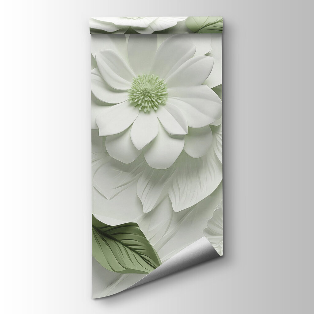 White and green flowers and leaves White and green flowers and leaves