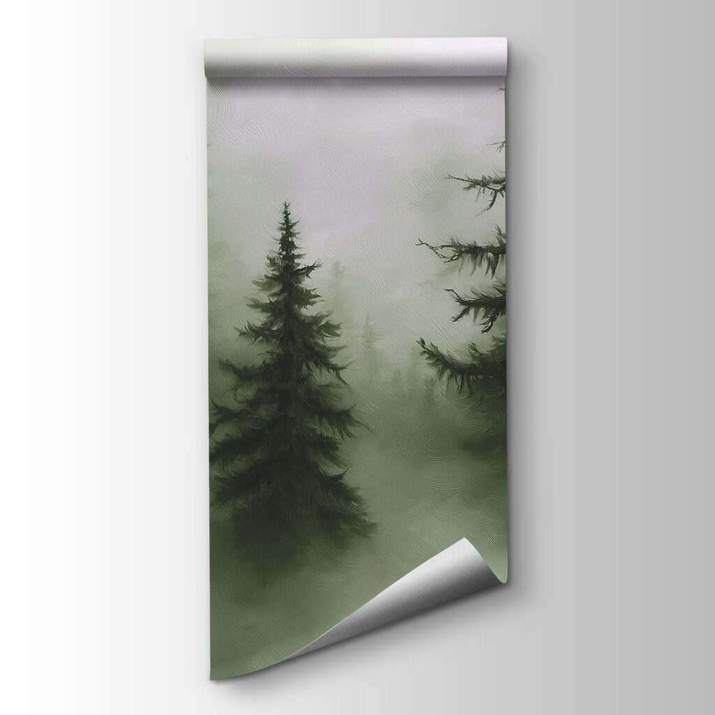 Foggy forest with trees