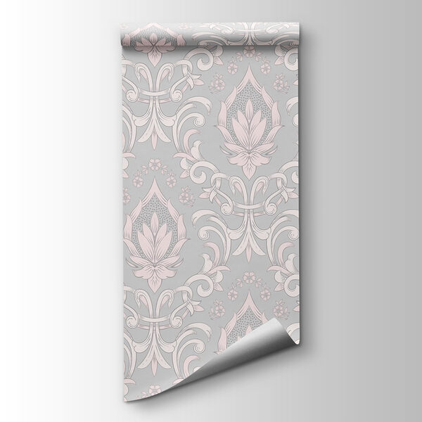 Wallpaper with pink and white designs