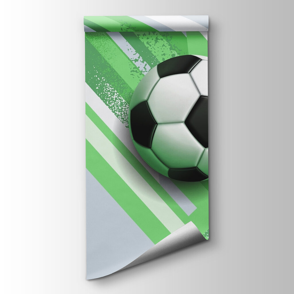 Football ball on a green and white background