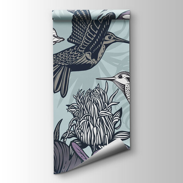 Bird flying next to flowers