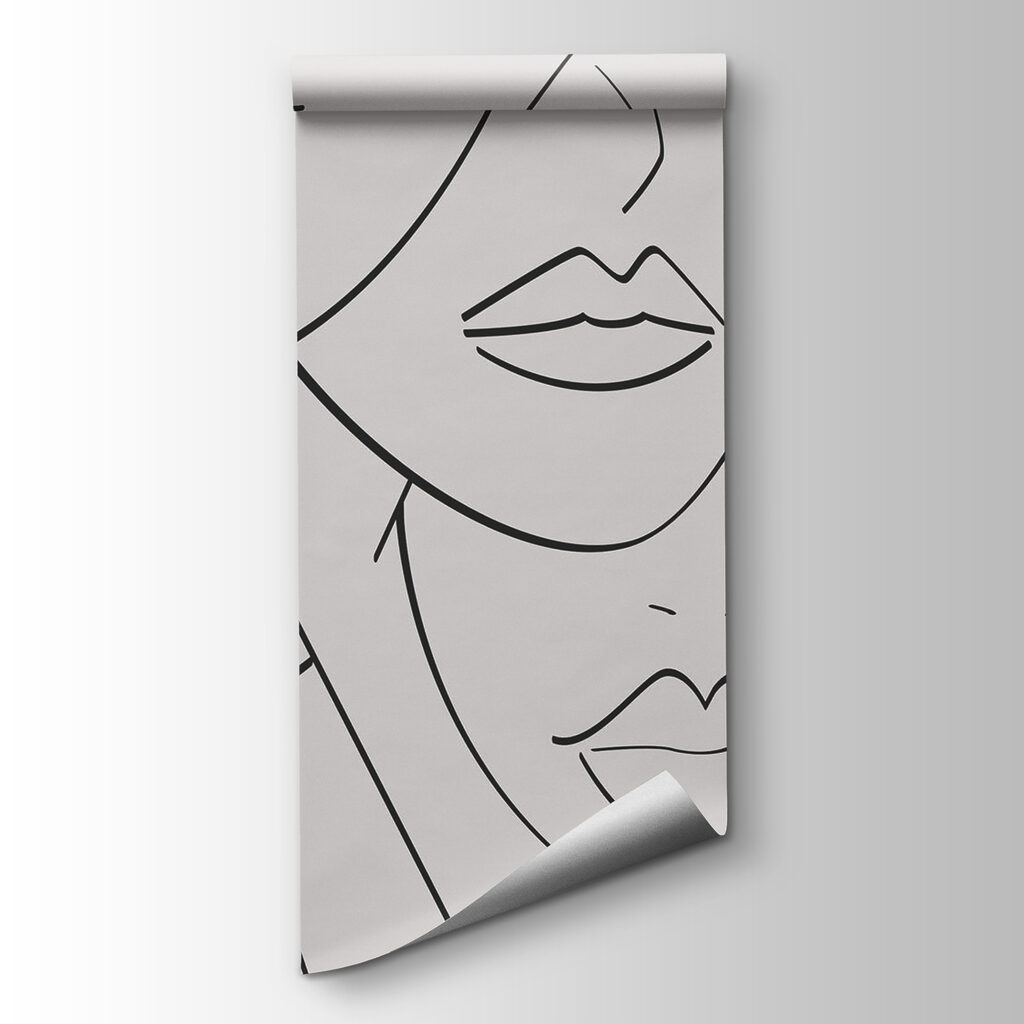 Group of faces with lips and lips drawn in black and white