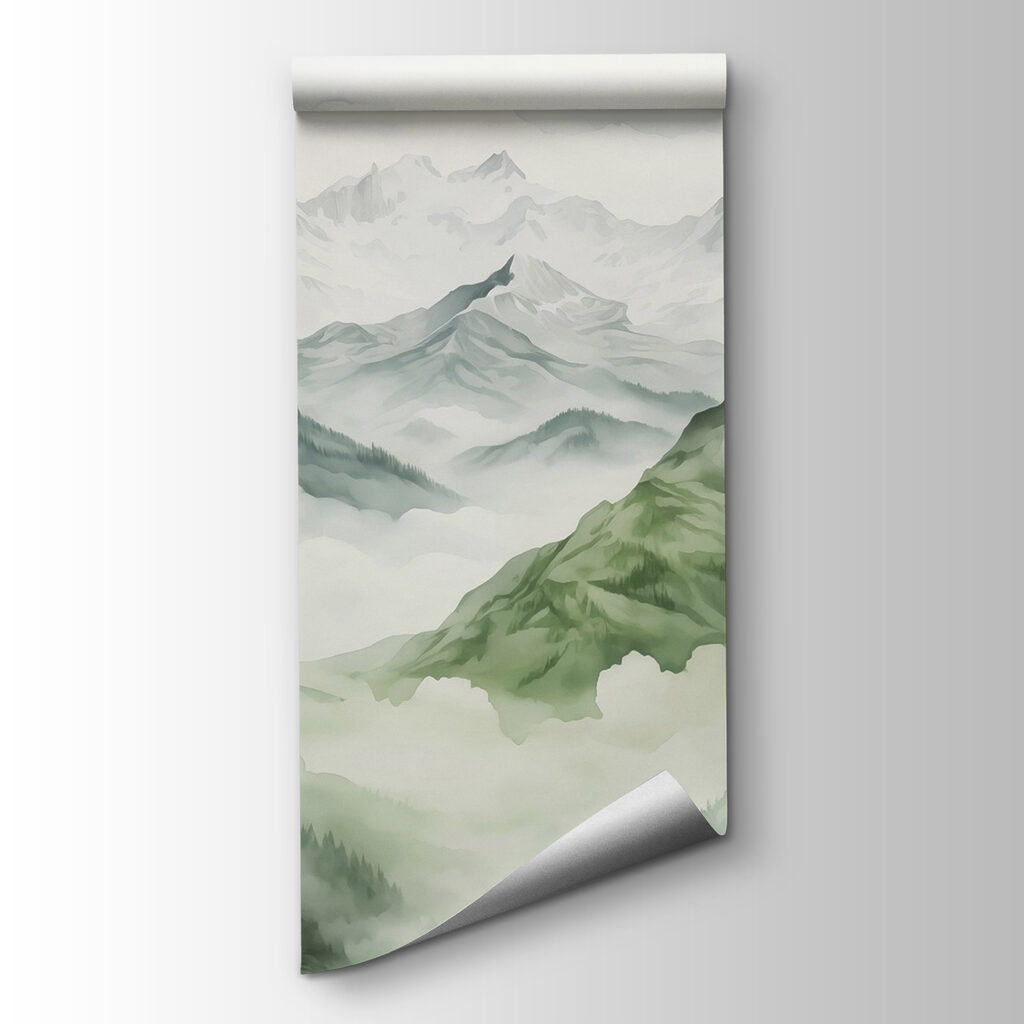 Painting of mountains and trees