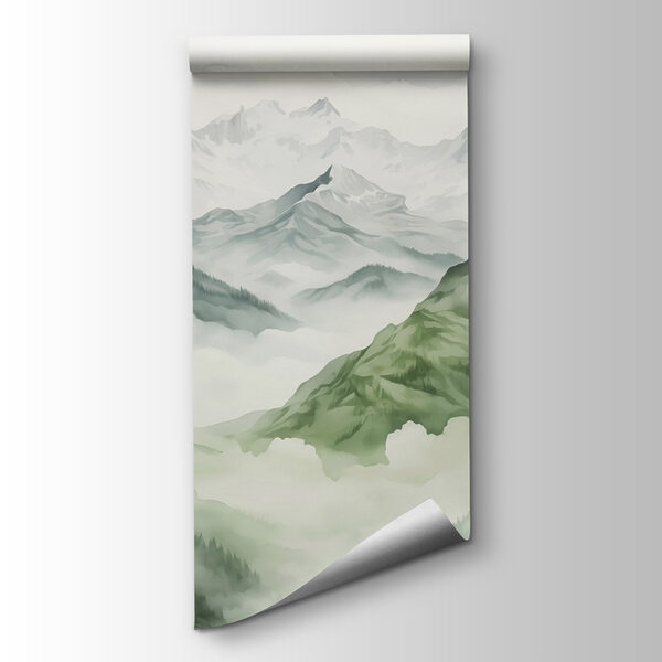 Painting of mountains and trees