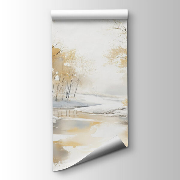 River with snow and trees River with snow and trees