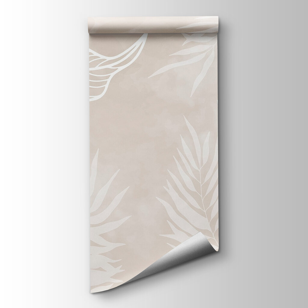 White leaves on a beige background