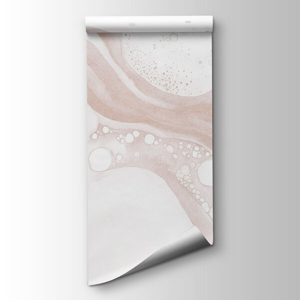 White and brown liquid with white circles and dots