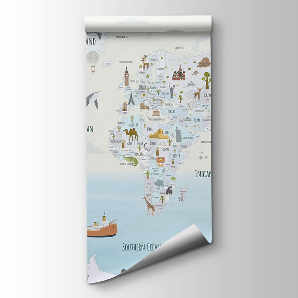 Map of the world with different animals Map of the world with different animals