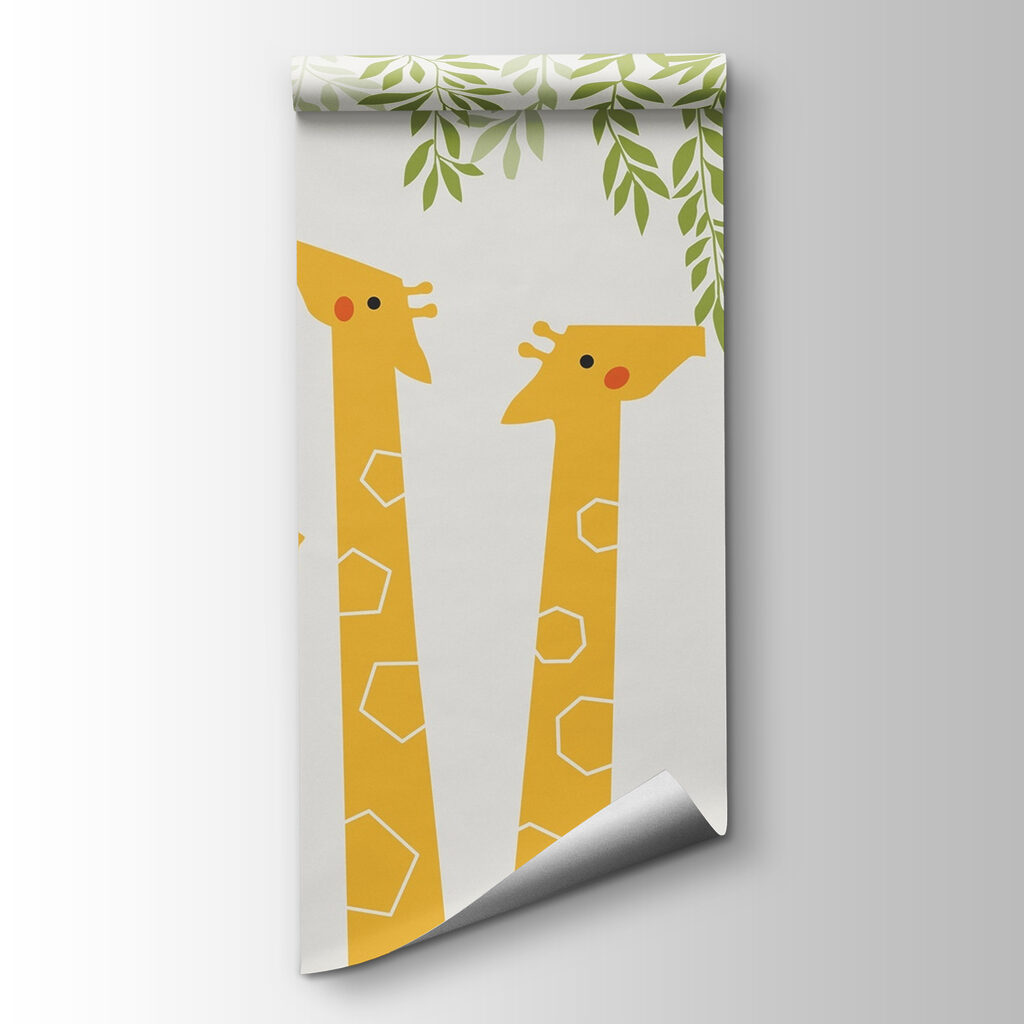 Group of giraffes with leaves
