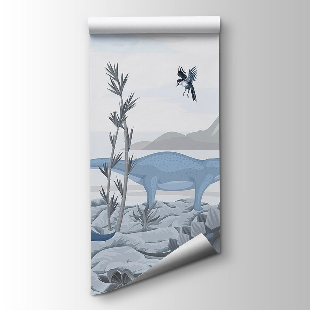 Group of dinosaurs in a landscape