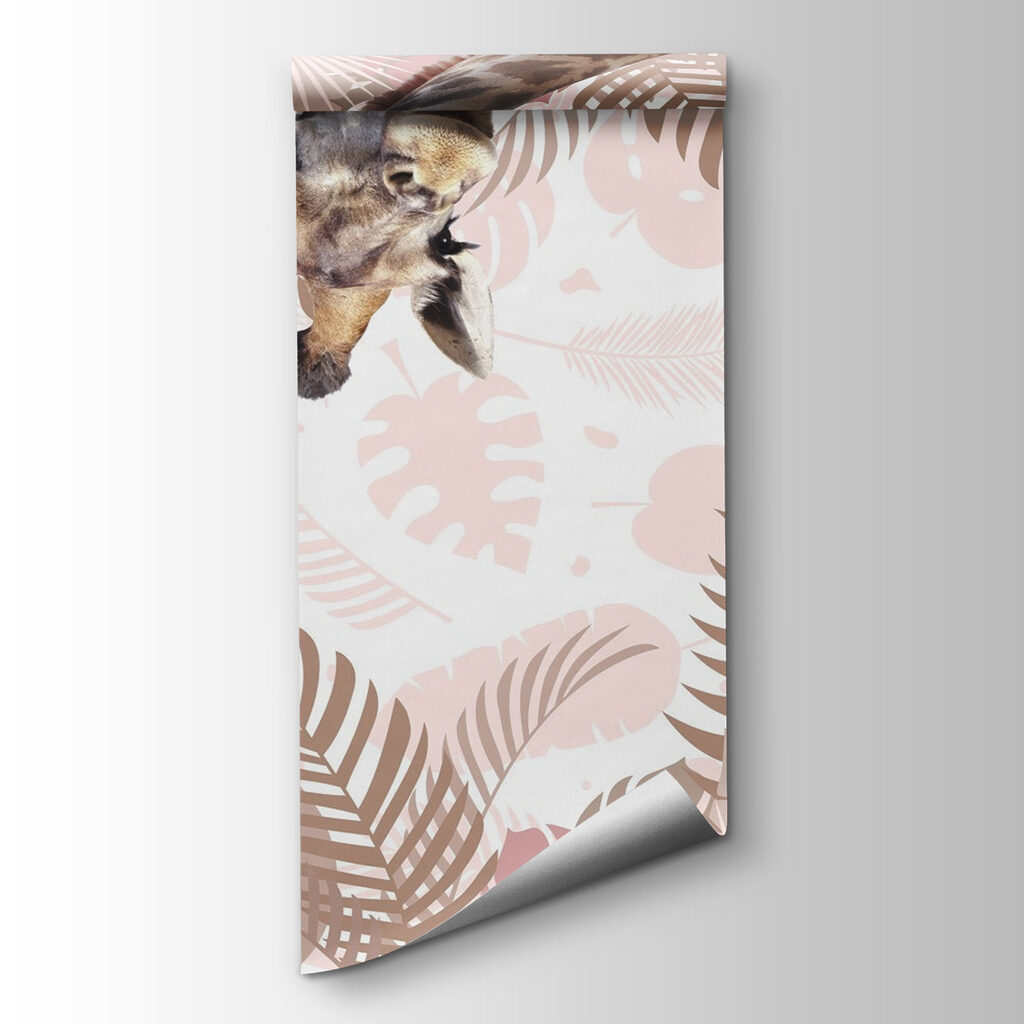 Giraffe with a pattern of leaves