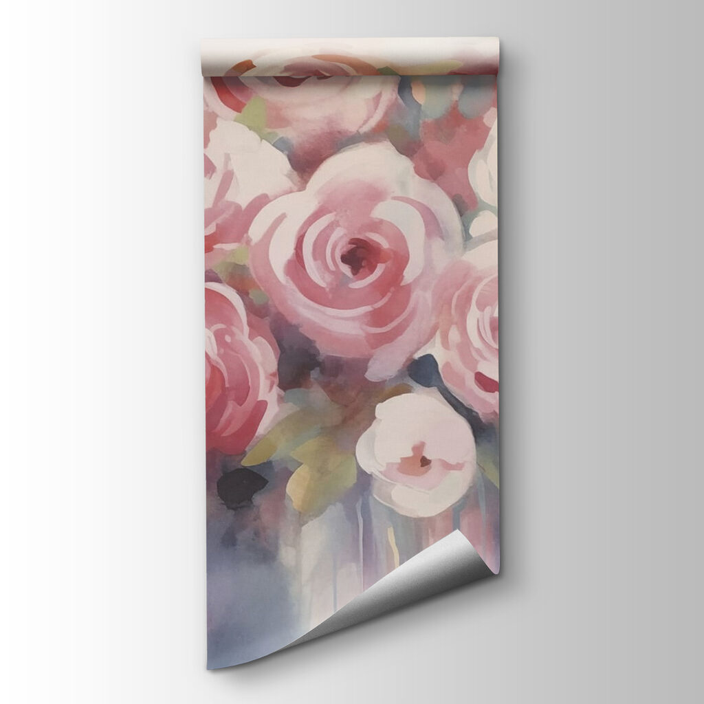 Painting of flowers on a white surface Painting of flowers on a white surface