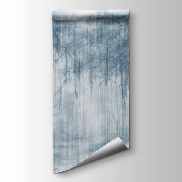 Group of trees in a foggy forest