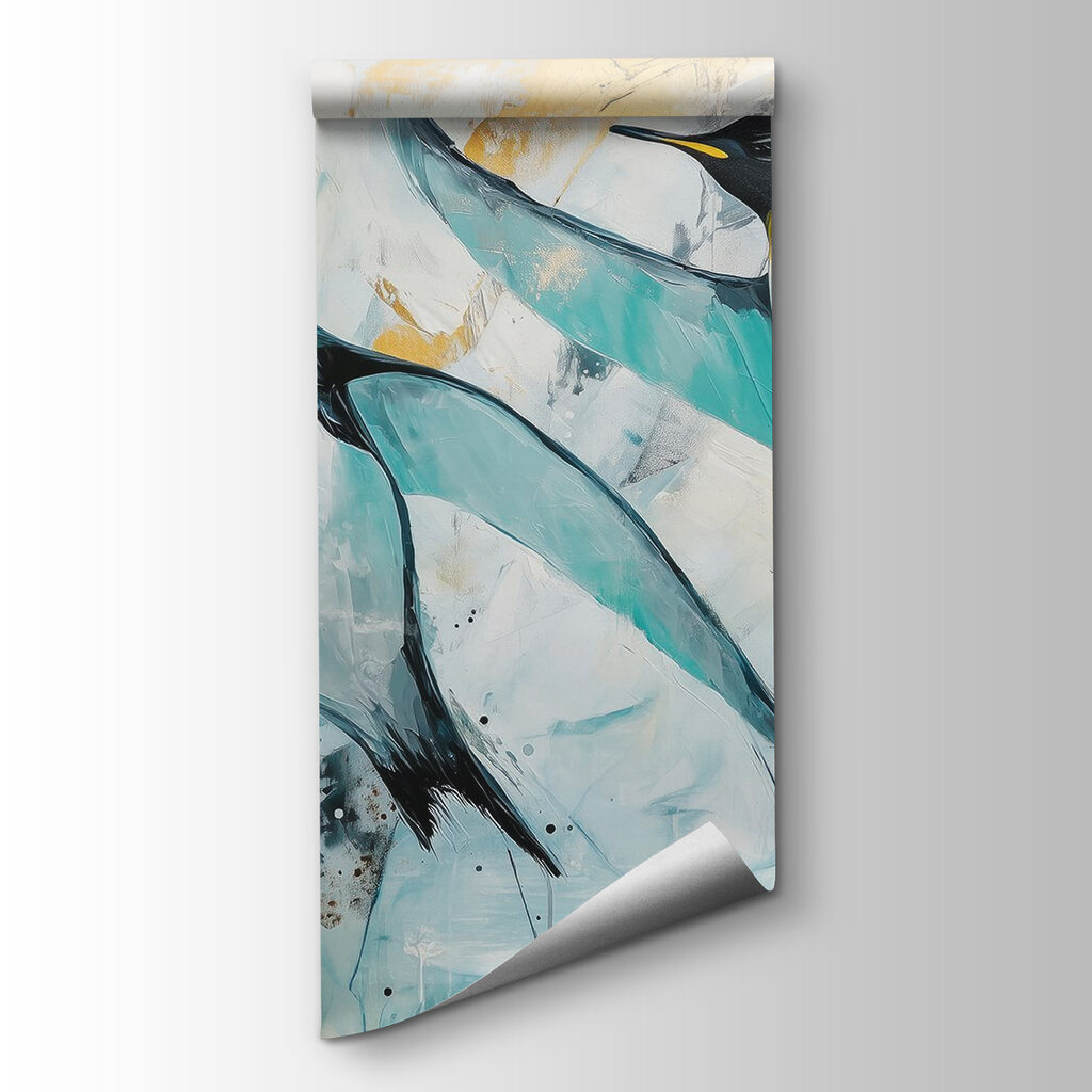 Painting of penguins flying Painting of penguins flying