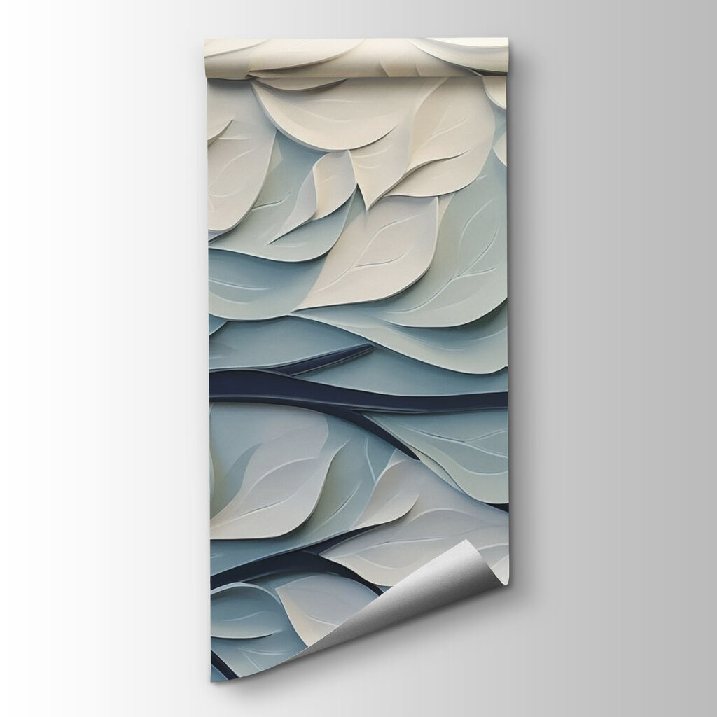 White and blue tree with leaves