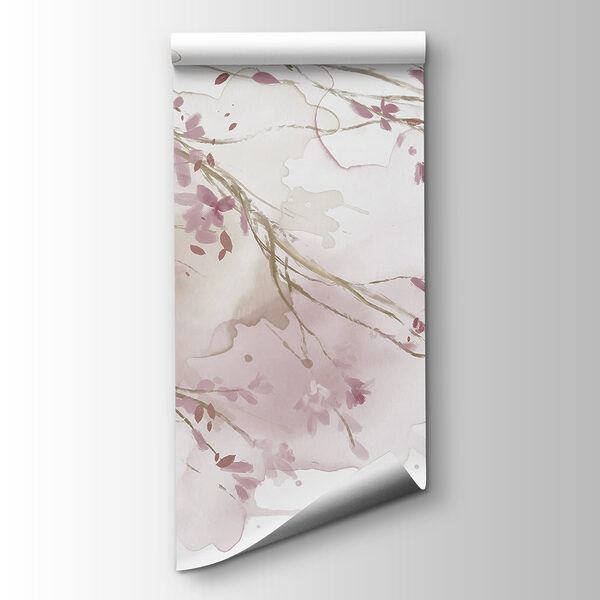 Watercolor of a tree branch with pink flowers Watercolor of a tree branch with pink flowers