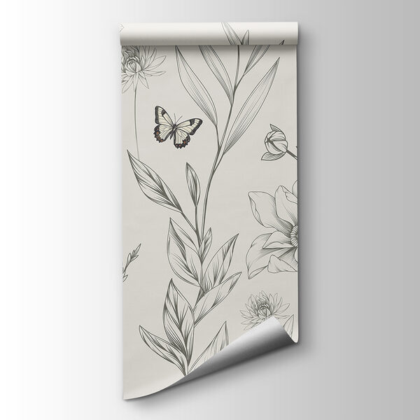 Wallpaper with flowers and butterflies Wallpaper with flowers and butterflies