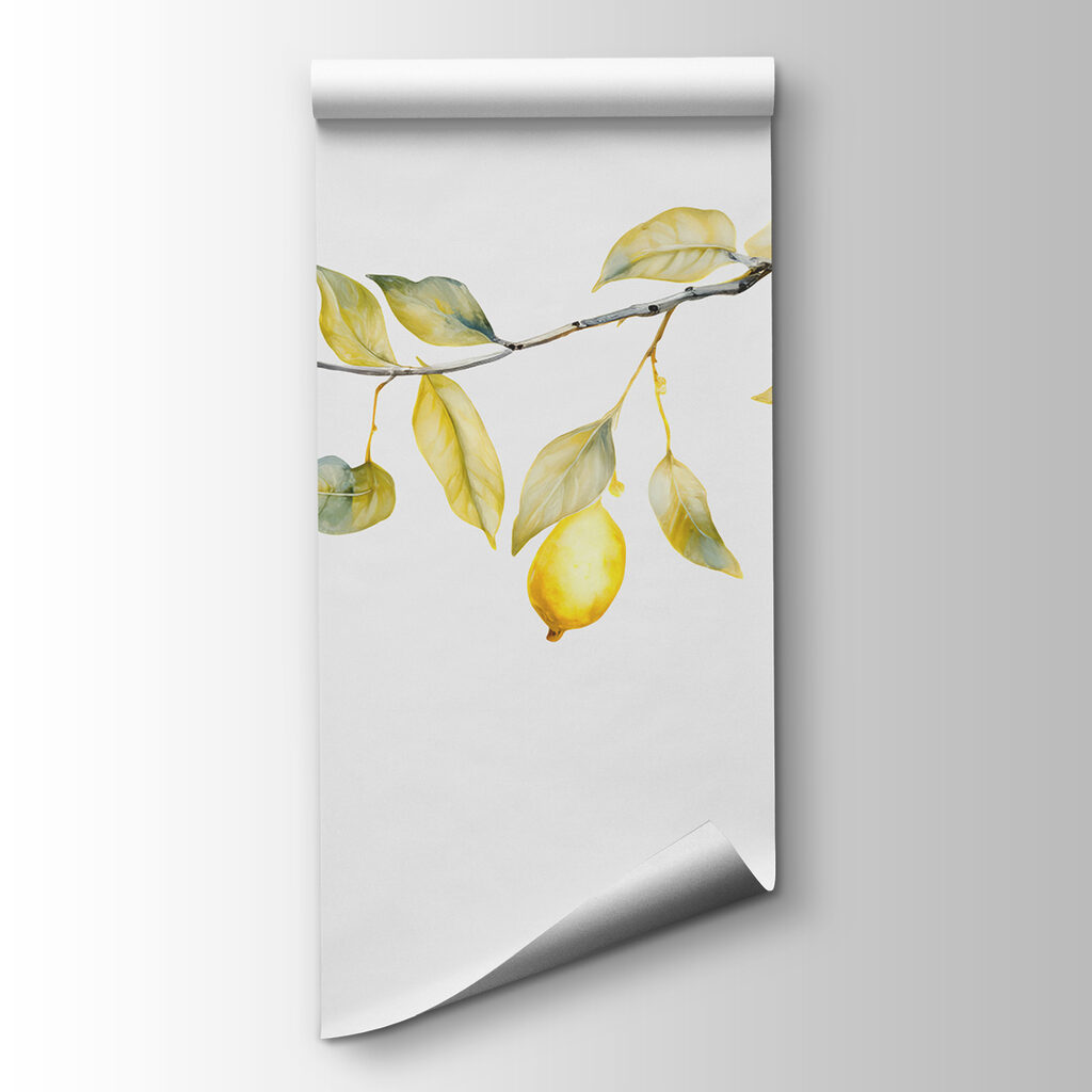 Branch with yellow leaves and lemons