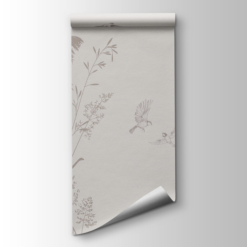 Birds flying over tall grass