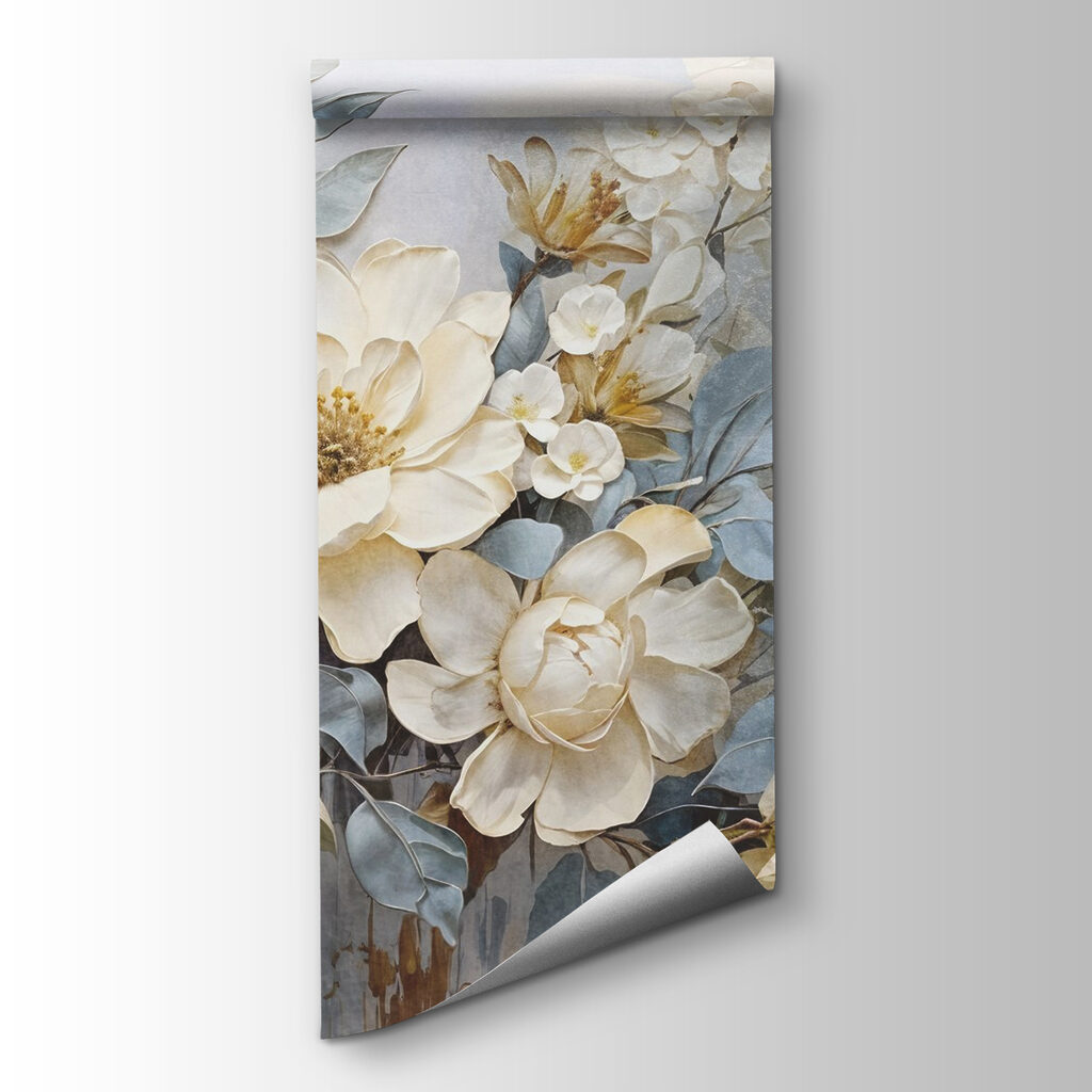 Painting of flowers and leaves