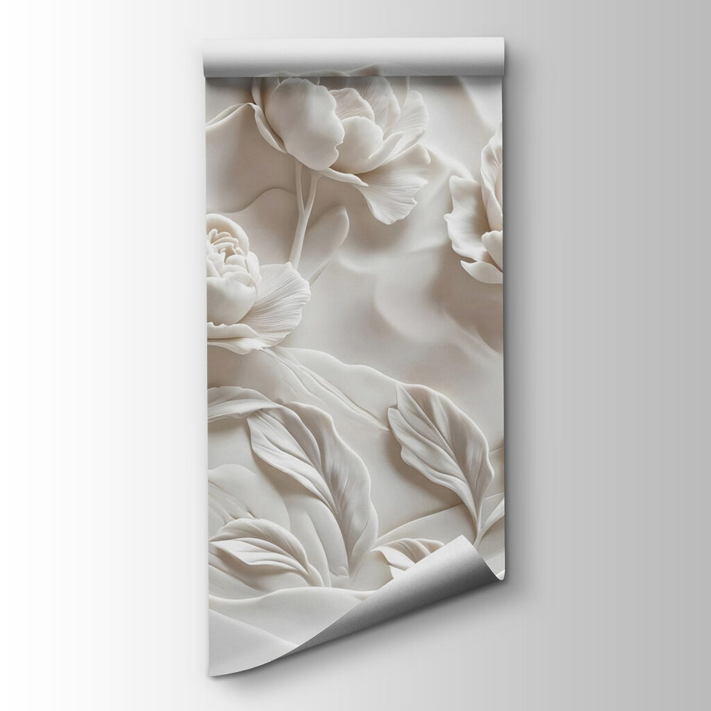 White flower carving on a wall