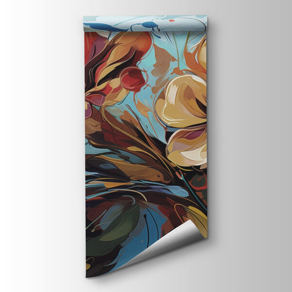 Painting of flowers on a blue background