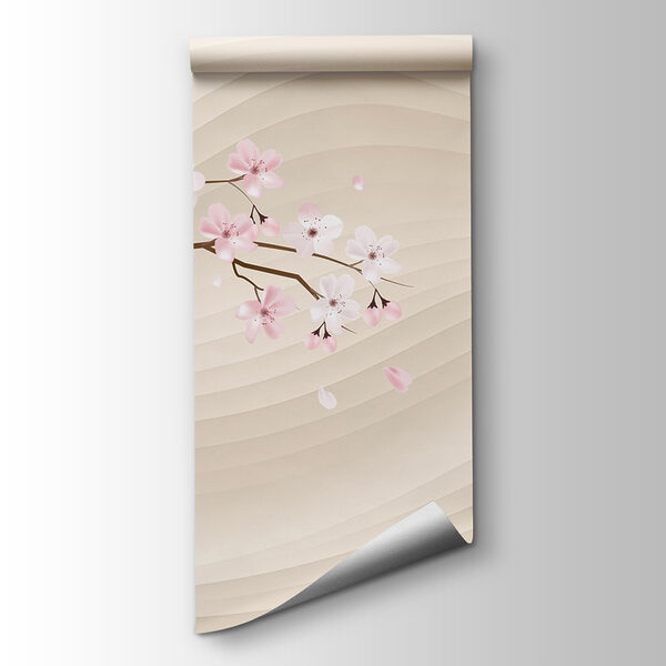 Tree branch with white and pink flowers