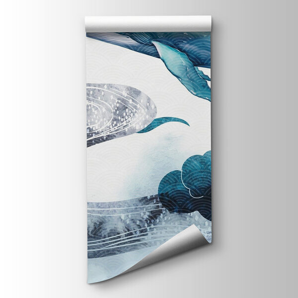 Whale and water with a red sun Whale and water with a red sun