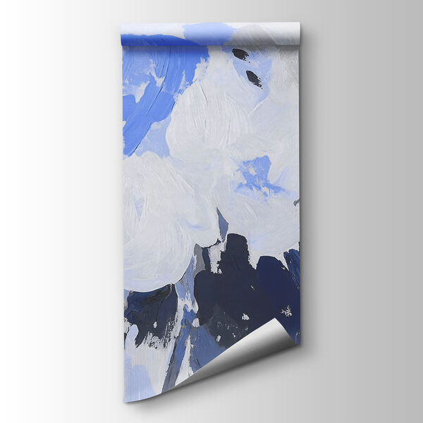 Painting of flowers in blue and grey