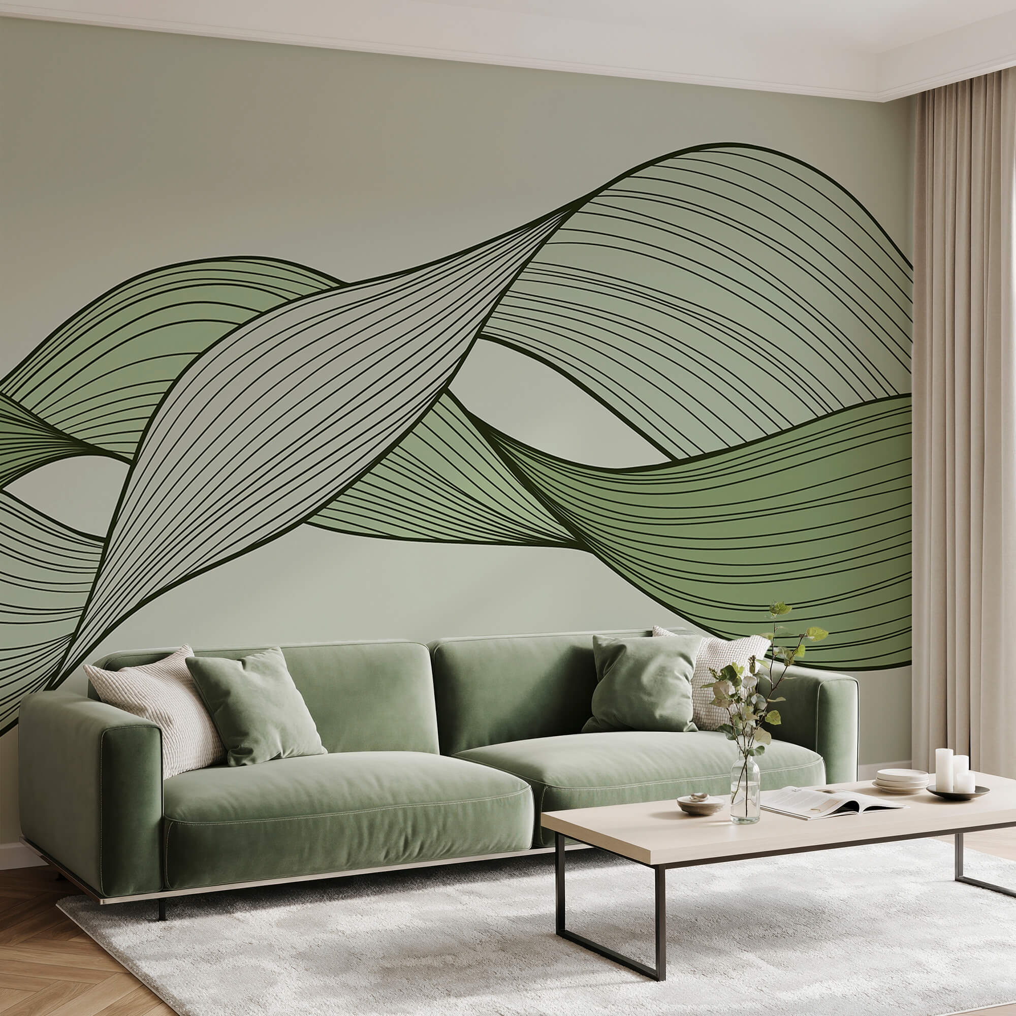 Zelené a černé vlnovky