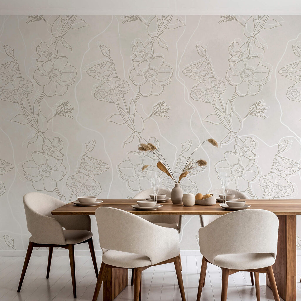 Bílý a hnědý květinový vzor