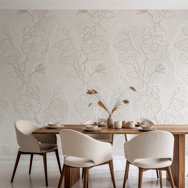 Bílý a hnědý květinový vzor