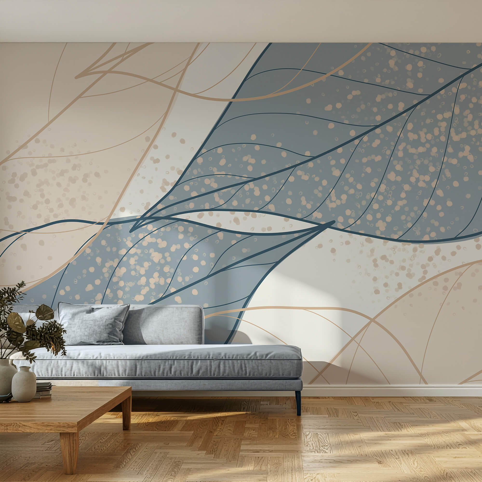 Jemné odstíny listových vzorů se prolínají