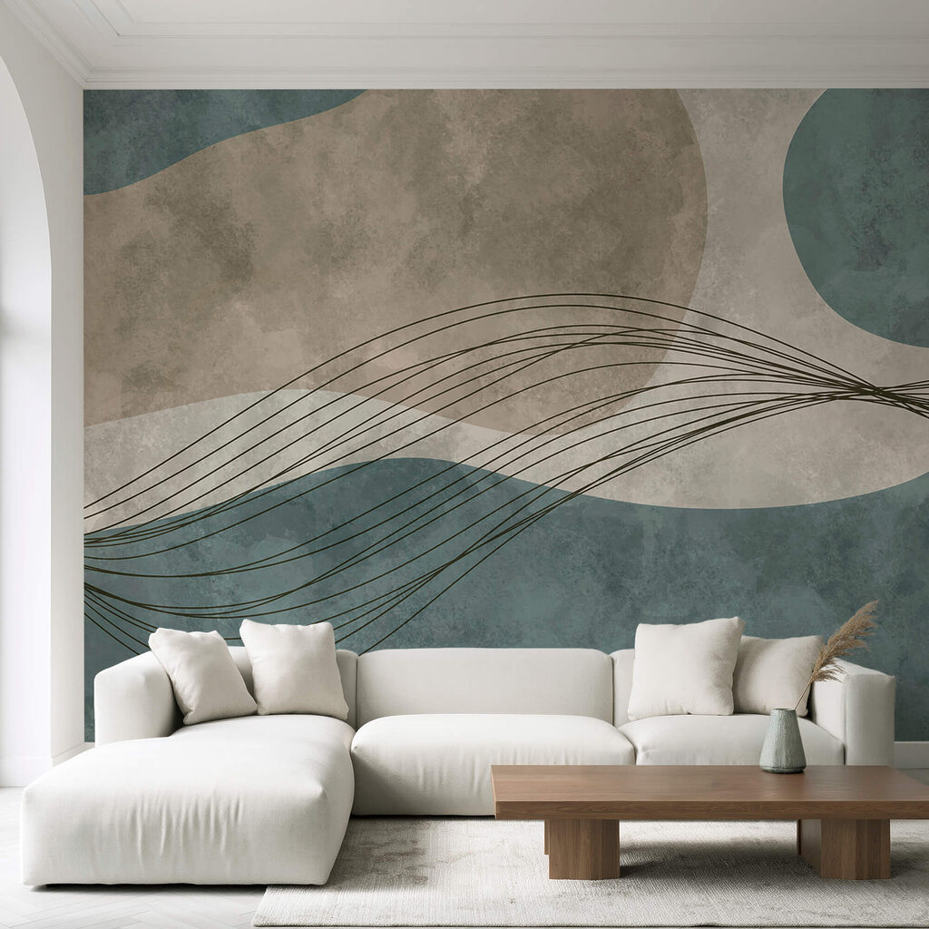 Modré a bílé pozadí s kruhy a čarami