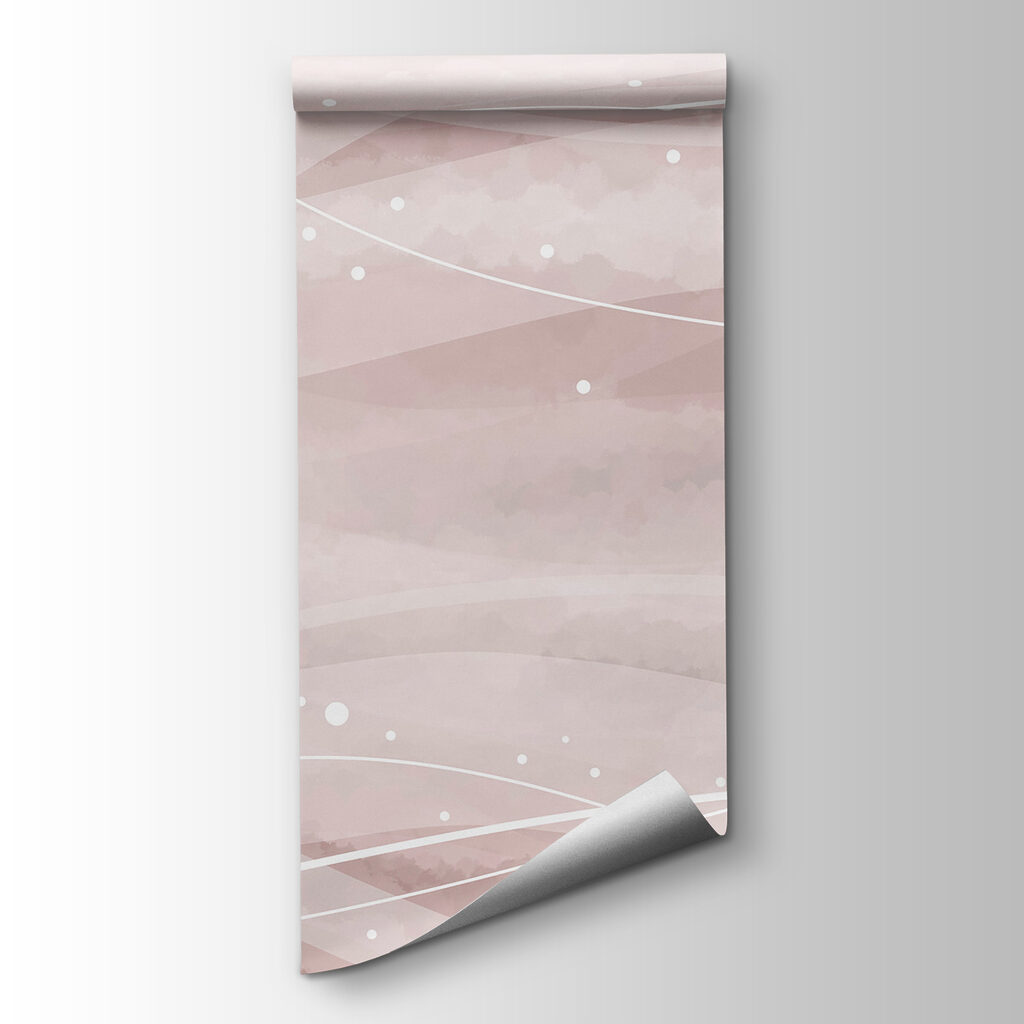 White lines and dots on a pink background