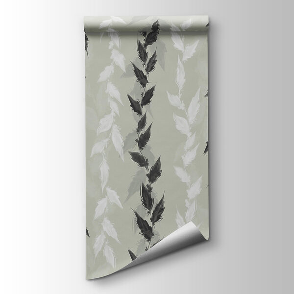 Black and white leaves on a gray background