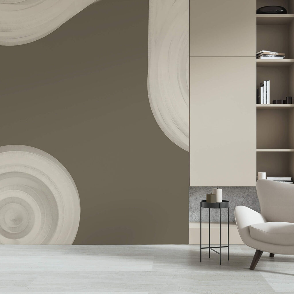 Bílý vířící objekt na hnědém pozadí