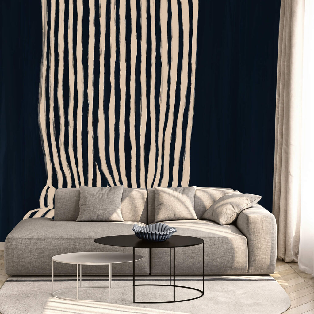 Černobílá pruhovaná záclona